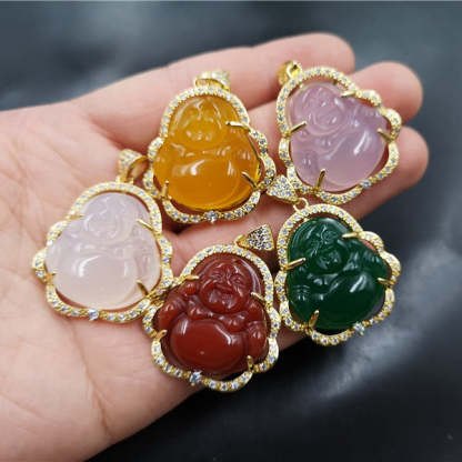 Zirconia Smile Maitreya Buddha Pendant Necklace Gift For Mom-silviax