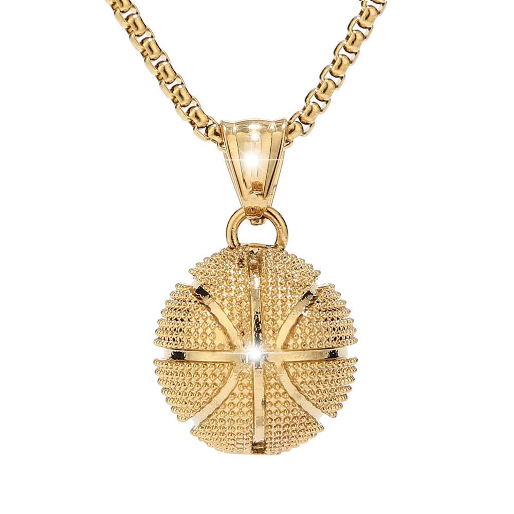 Basketball Pendant Sports Hip Hop Gold Plated  Necklace-silviax