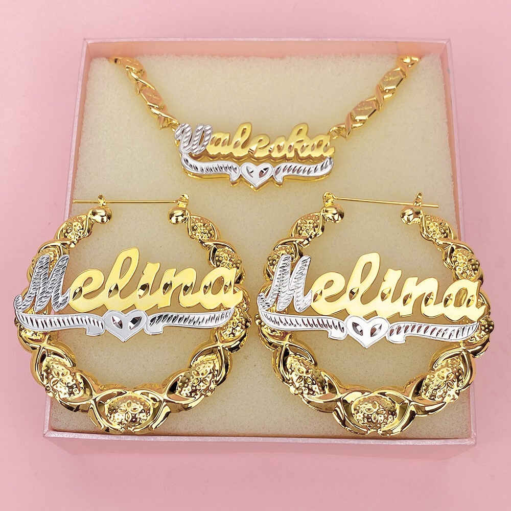 name necklace and earring set