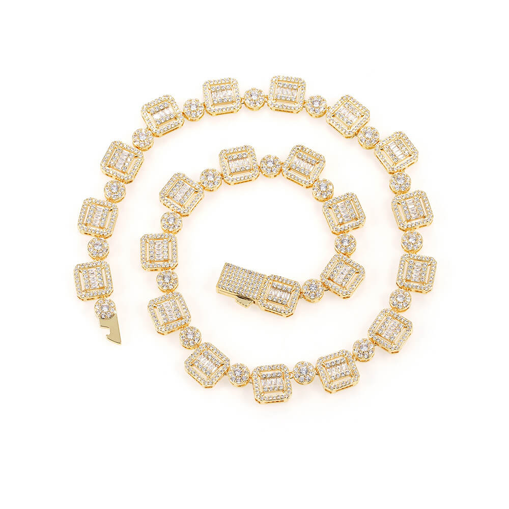 12mm Gold Plated Zircon Necklace Hip Hop Style-silviax