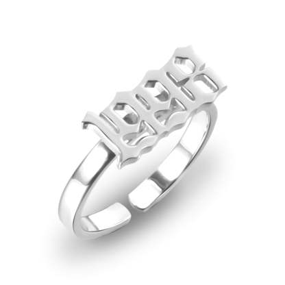Gold Plated Personalized Custom Memorial Year Ring Number Ring-silviax