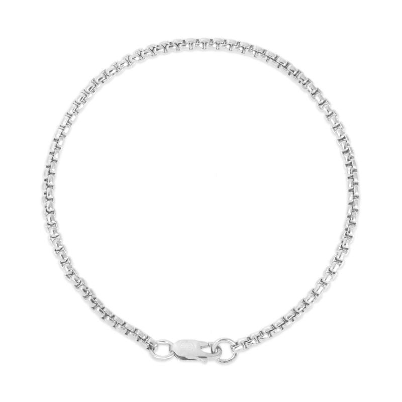 3mm/5mm Round Box Chain White Gold Plated Bracelet-silviax