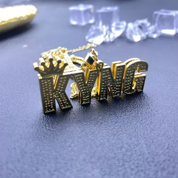 Crown Personalized Custom Gold Plated Initial Name Necklace Hip Hop Style-silviax
