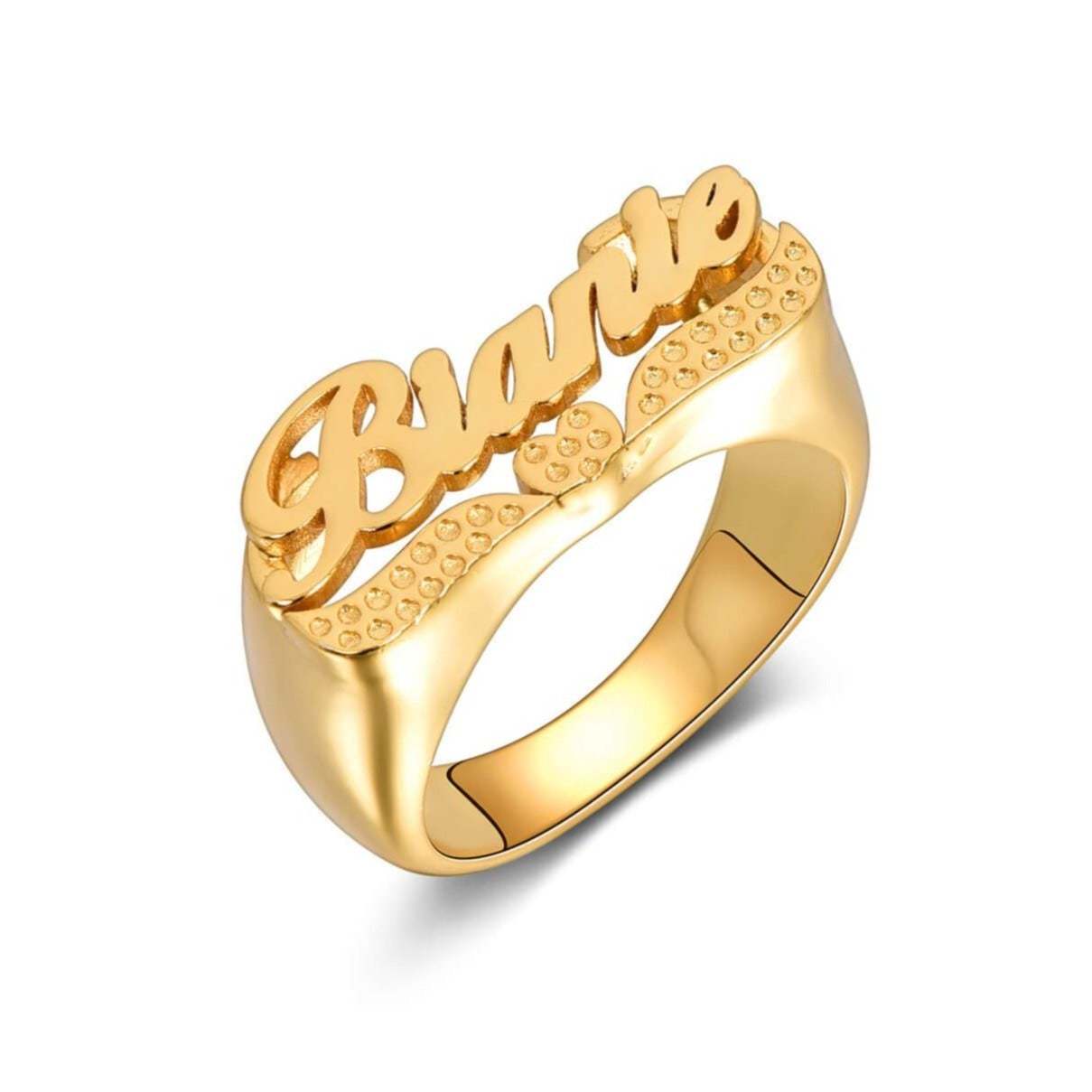 Heart Name Ring Personalized Custom Gold Plated Ring-silviax