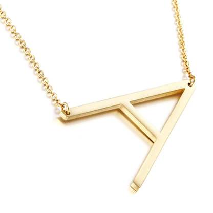 Large Big Letters Pendant Gold Plated Initial Necklace-silviax
