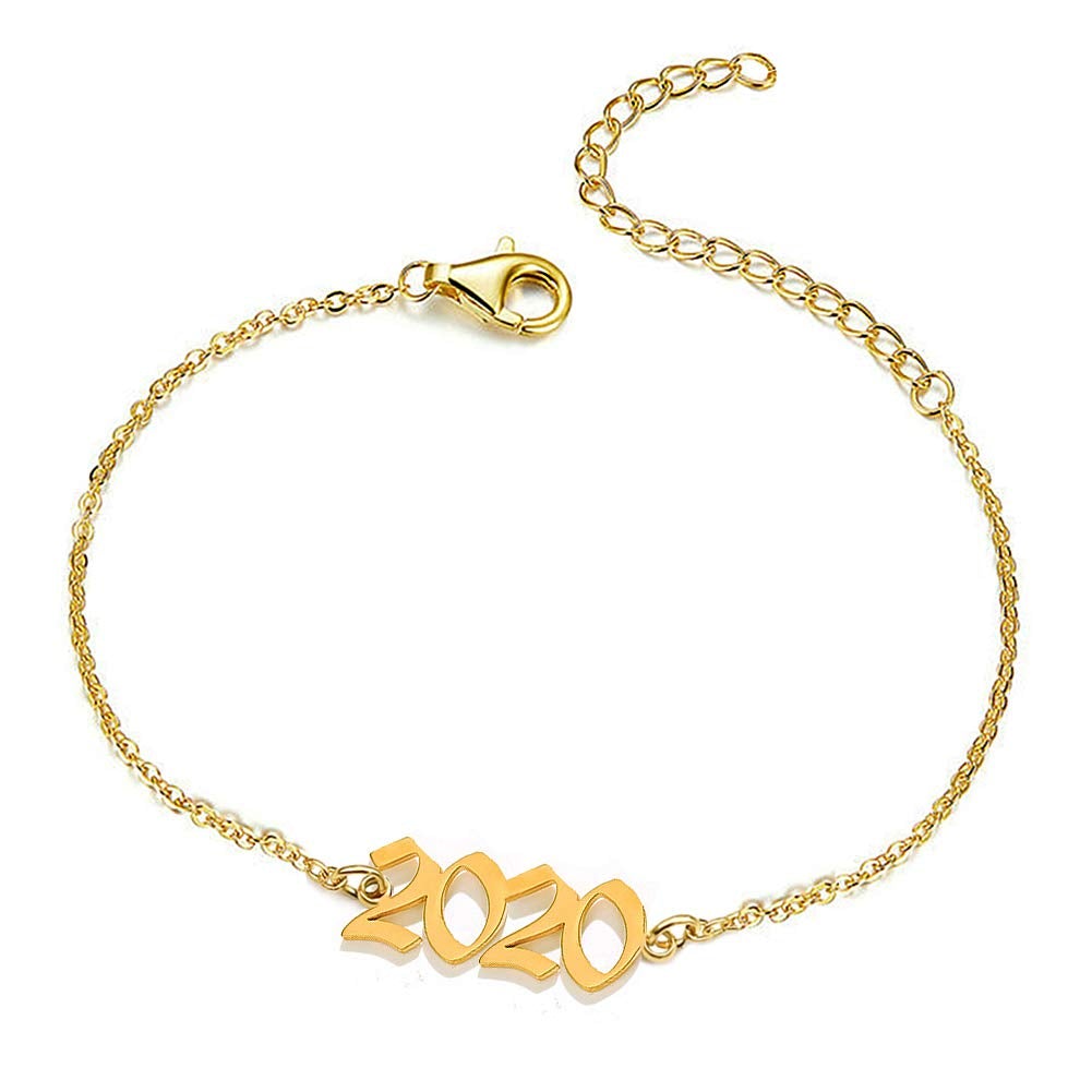 Gold Plated Personalized Birth Year Number Anklet-silviax