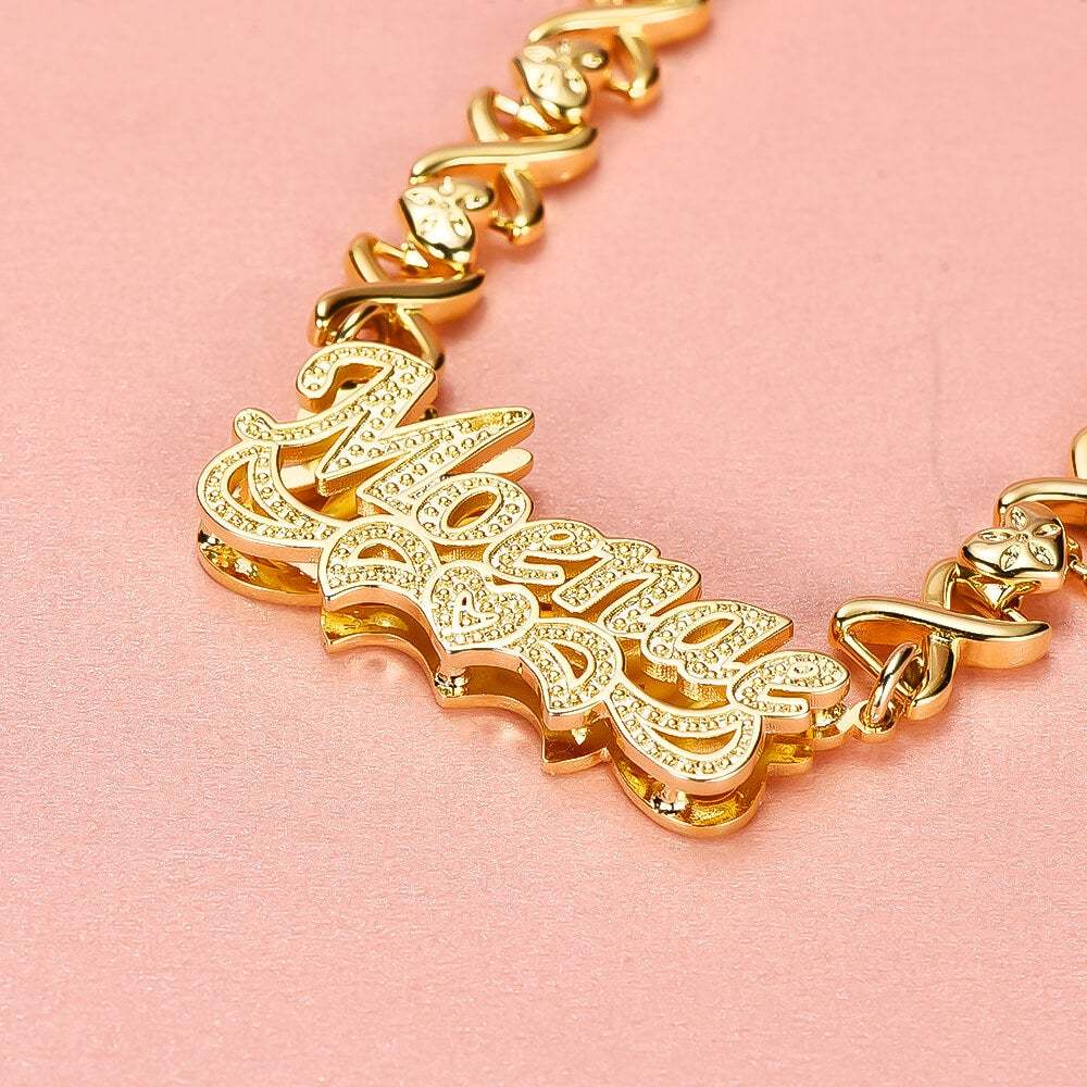 Double Layer Heart Nameplate Pendant Personalized Custom Gold Plated Name Necklace Gift For Her-silviax