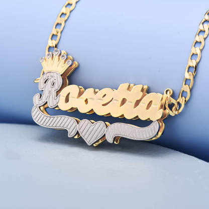 Butterfly Pendant Necklace and Double Layer Two-tone Personalized Name Necklace Set-silviax