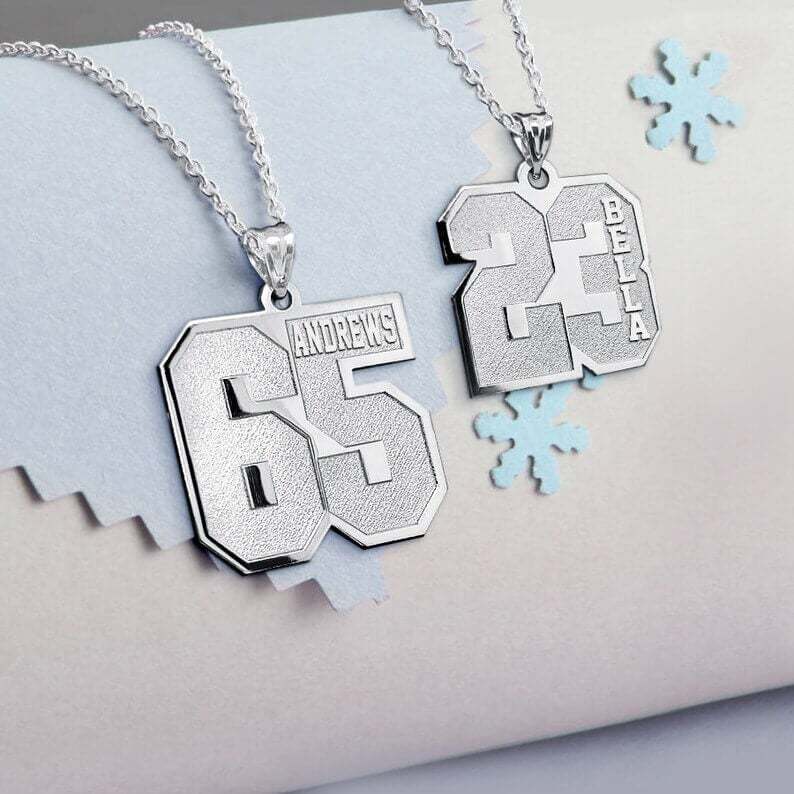 Number Pendant with Name Personalized Custom Gold Plated Number Necklace-silviax