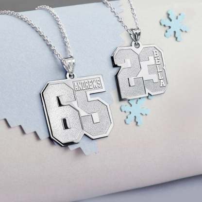 Number Pendant with Name Personalized Custom Gold Plated Number Necklace-silviax