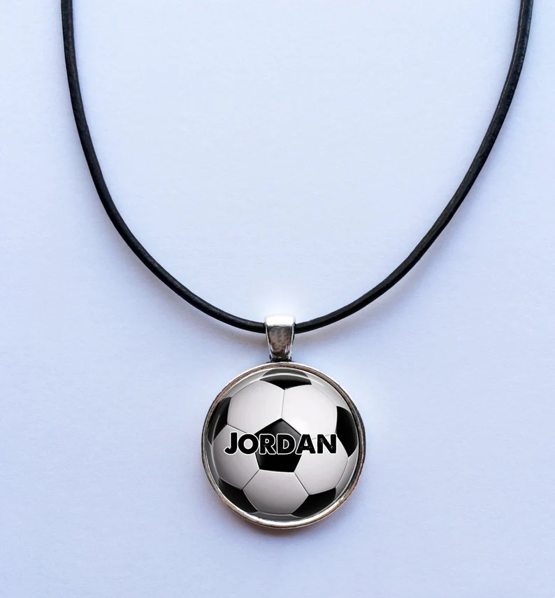 Personalized Custom Sport Soccer Ball Name Necklace Teen Boy Gift