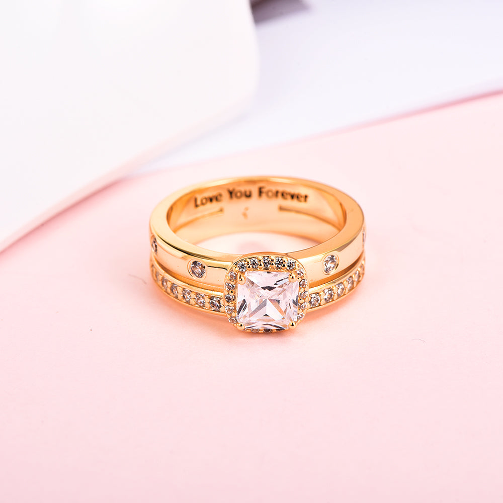 Personalized Engraved Princess Cut CZ Wedding Engagement Ring-silviax