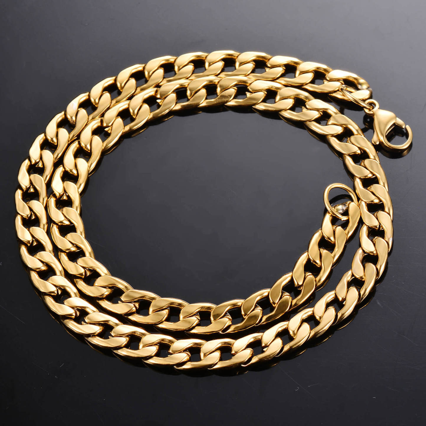 Cuban Link Chain 3mm-7mm Gold Plated Necklace-silviax