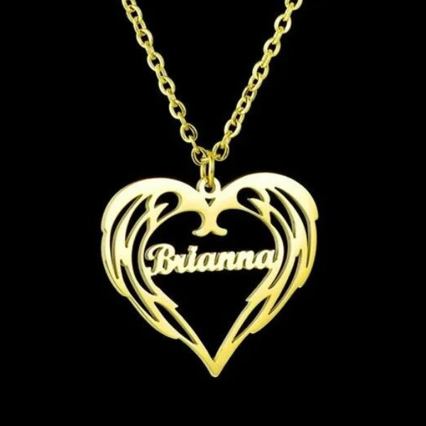 Heart Pendant with Nameplate Personalized Gold Plated Name Necklace-silviax