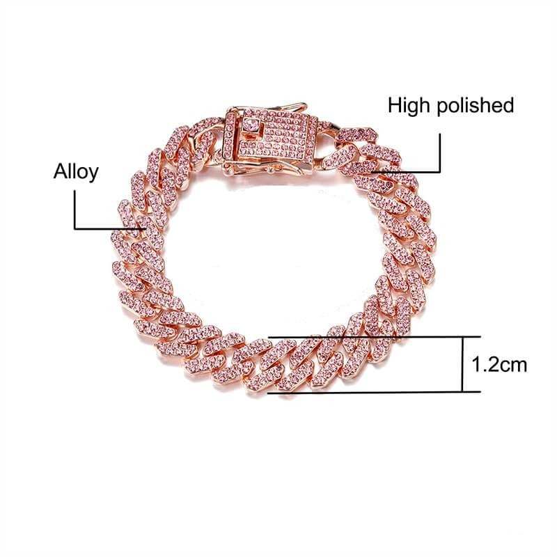 12mm Rose Gold Cuban Chain Necklace and Bracelet Set-silviax