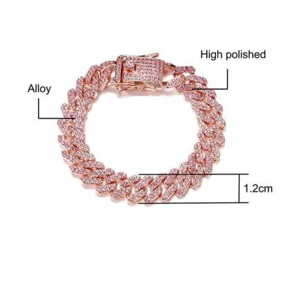 12mm Rose Gold Cuban Chain Necklace and Bracelet Set-silviax