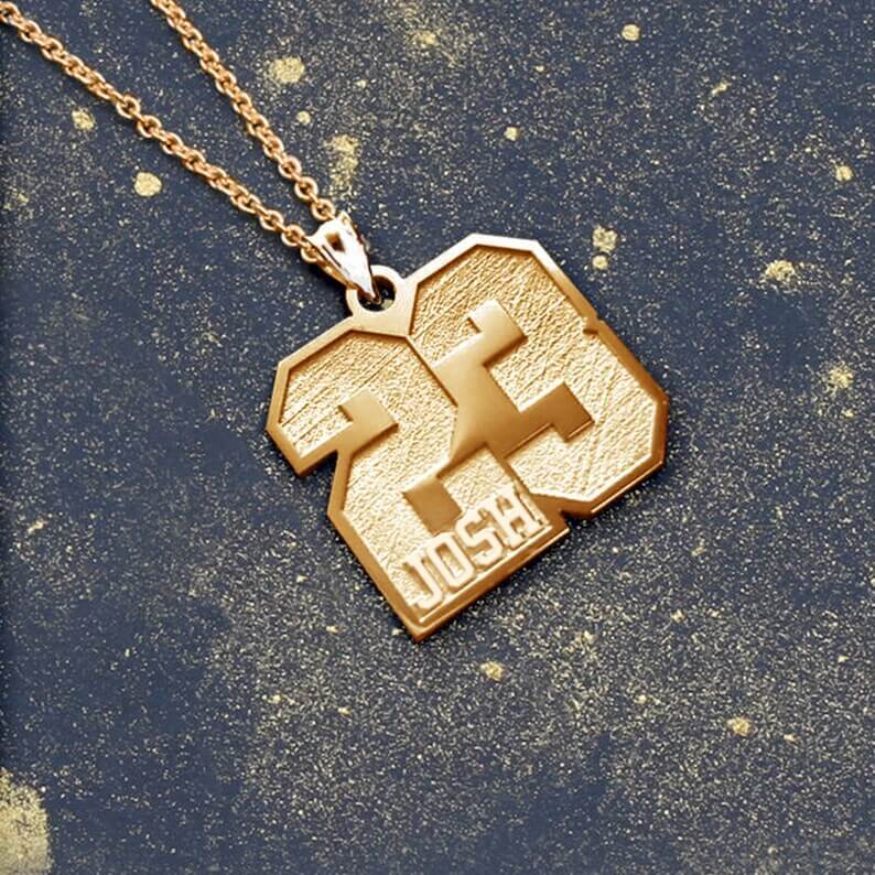 Number Pendant with Name Personalized Custom Gold Plated Number Necklace-silviax