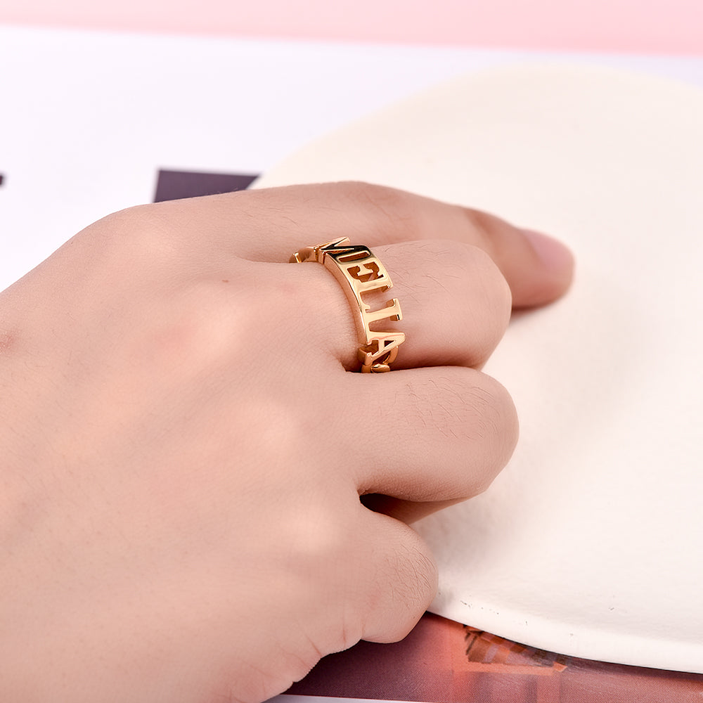 Adjustable Ring Gold Plated Personalized Name Ring-silviax