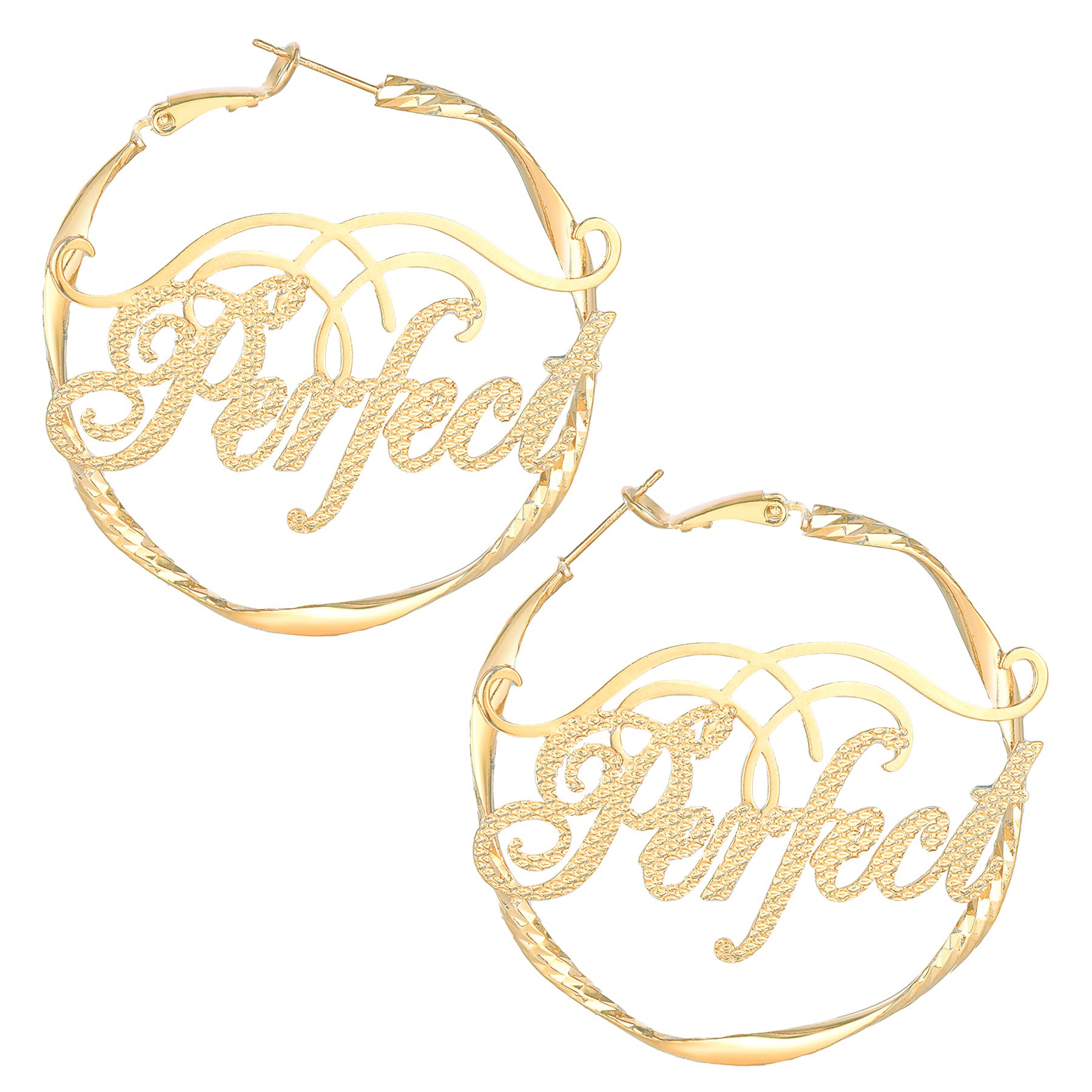 Hoop Earrings Personalized Custom Gold Plated Name Earrings Women Gift