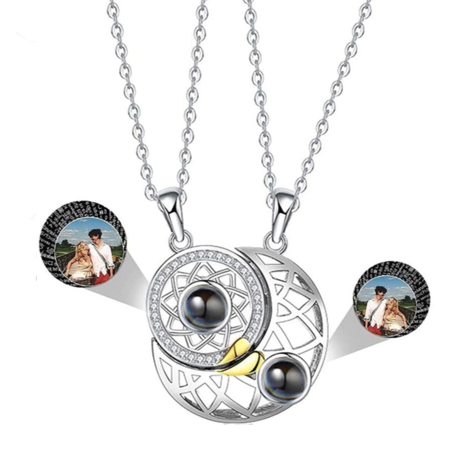 Sun And Moon Pendant Color Photo Projection Couple Necklaces Personalized Custom Photo Necklaces-silviax
