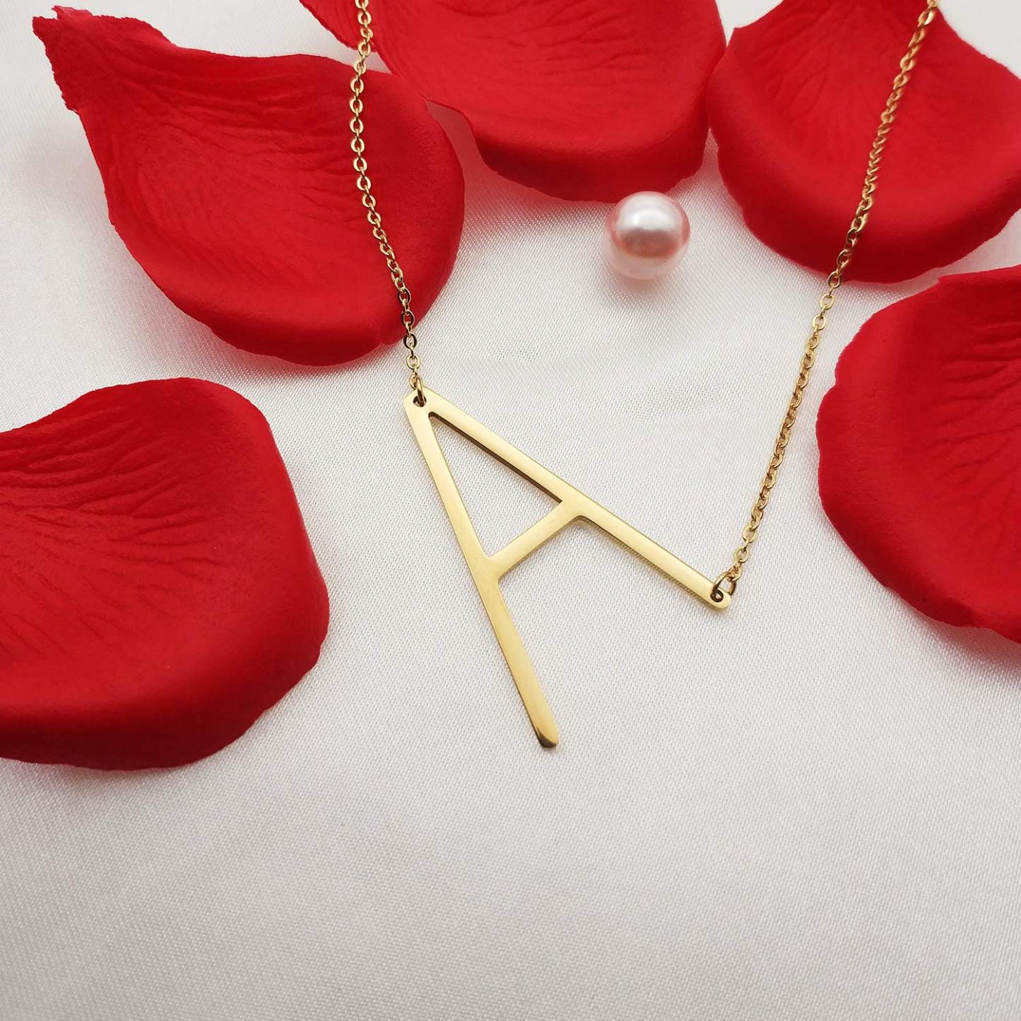 Large Big Letters Pendant Gold Plated Initial Necklace-silviax