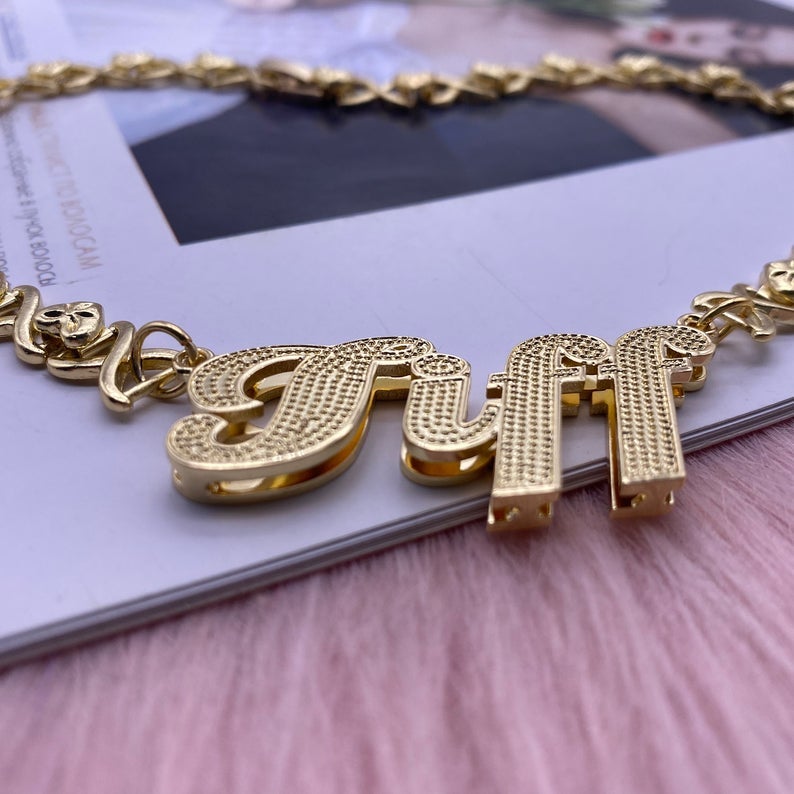 Double Layer Nameplate Personalized Custom Gold Plated Name Necklace With XOXO Chain-silviax