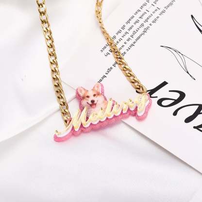 Photo Image Acrylic Personalized Custom Name Necklace  purple-silviax