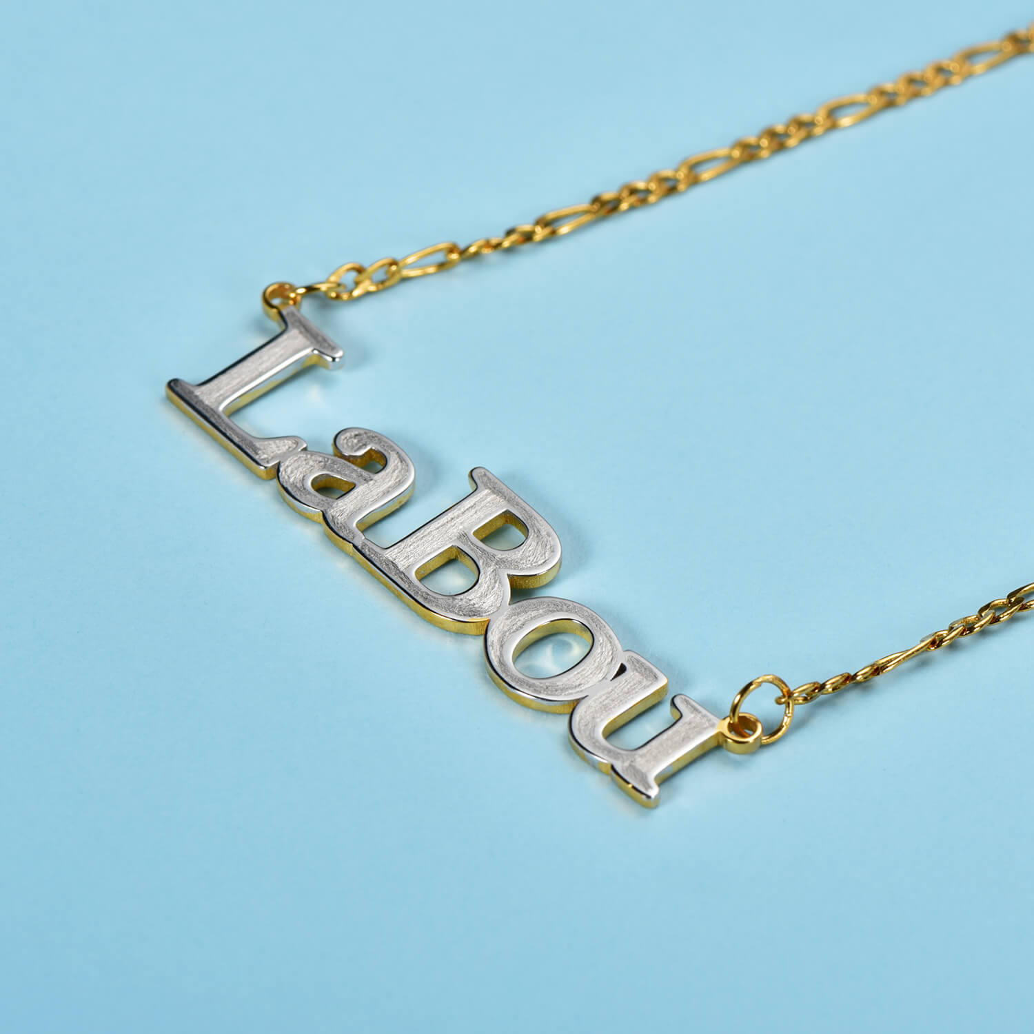 Two Tone Capital Letters Personalized Custom Gold Plated Name Necklace-silviax