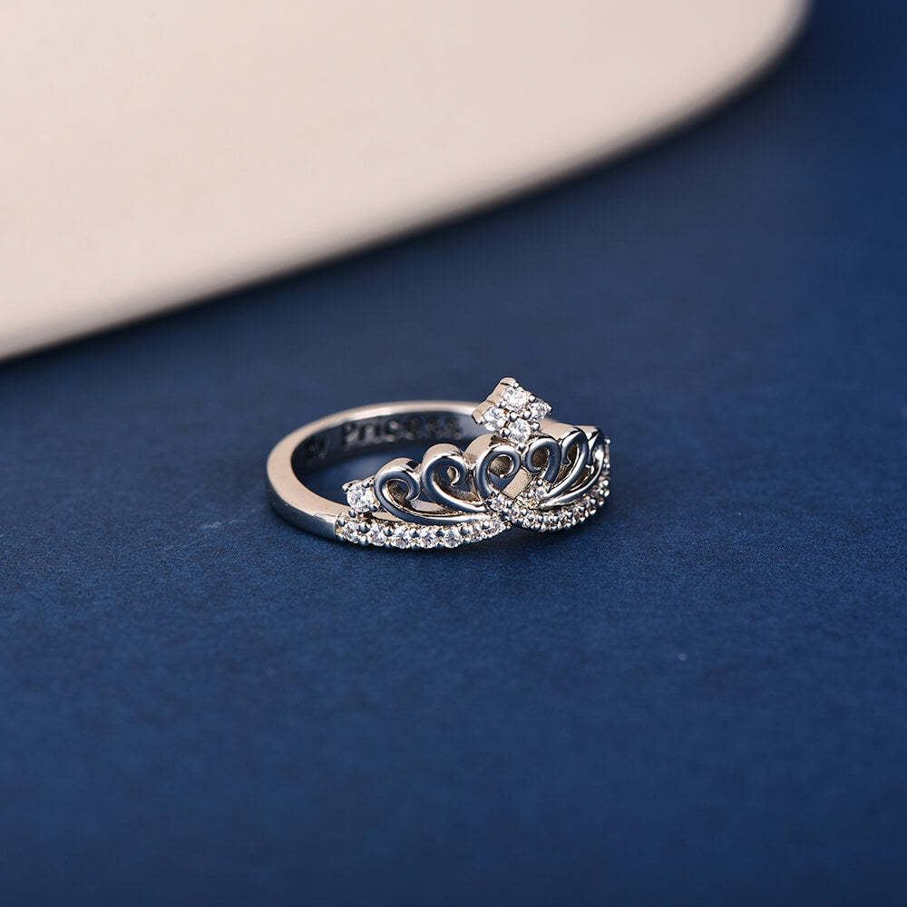 Personalized Sterling Silver Crown Cubic Zirconia Bridal Wedding Ring-silviax