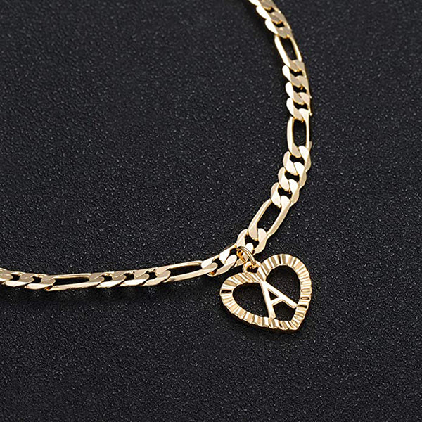 Personalized Layered Heart Initial Anklets with Link Chain-silviax