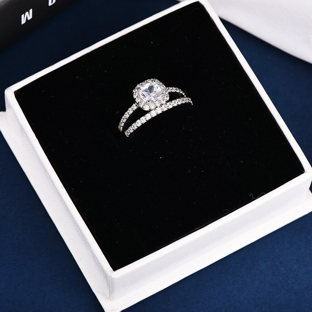 Sterling Silver Ring Set With Cubic Zirconia Personalized Custom Engraved Ring-silviax