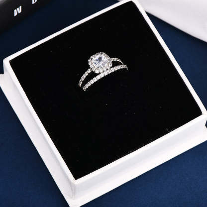 Sterling Silver Ring Set With Cubic Zirconia Personalized Custom Engraved Ring-silviax