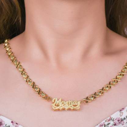 Double Layer Heart Nameplate Pendant Personalized Custom Gold Plated Name Necklace Gift For Her-silviax