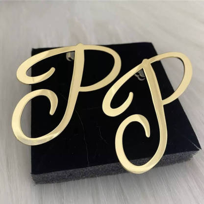 Big Letter Personalized Custom Gold Plate Initial Stud Earrings-silviax