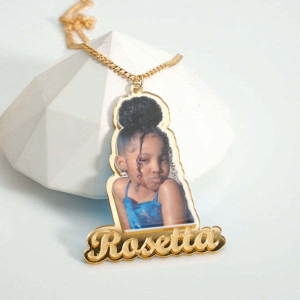 Portrait Photo with Name Personalized Acrylic Name Necklace-silviax
