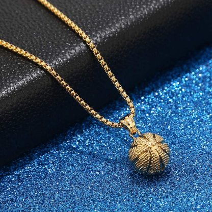 Basketball Pendant Sports Hip Hop Gold Plated  Necklace-silviax