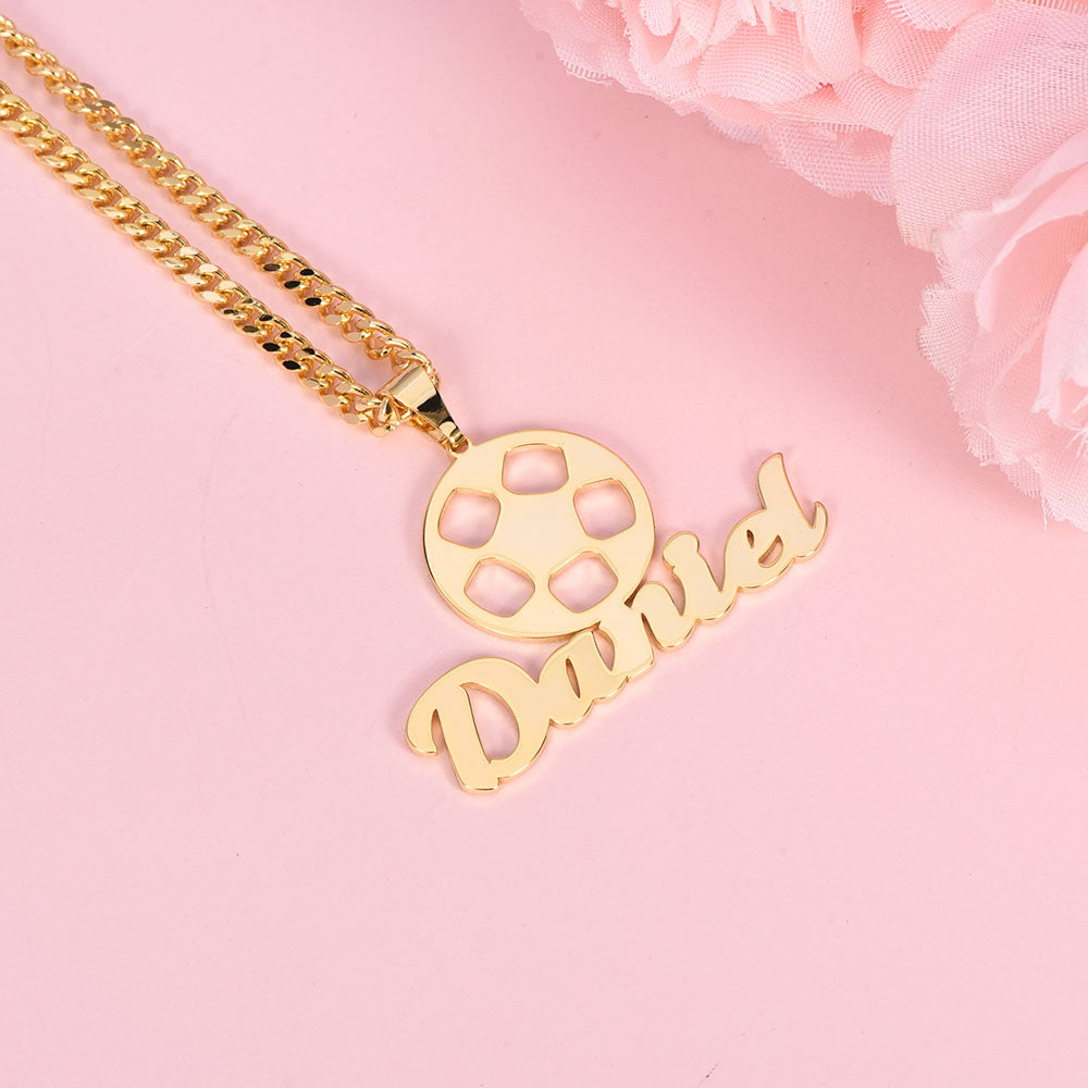 Personalized Sports Football Name Necklace for Men Kids-silviax