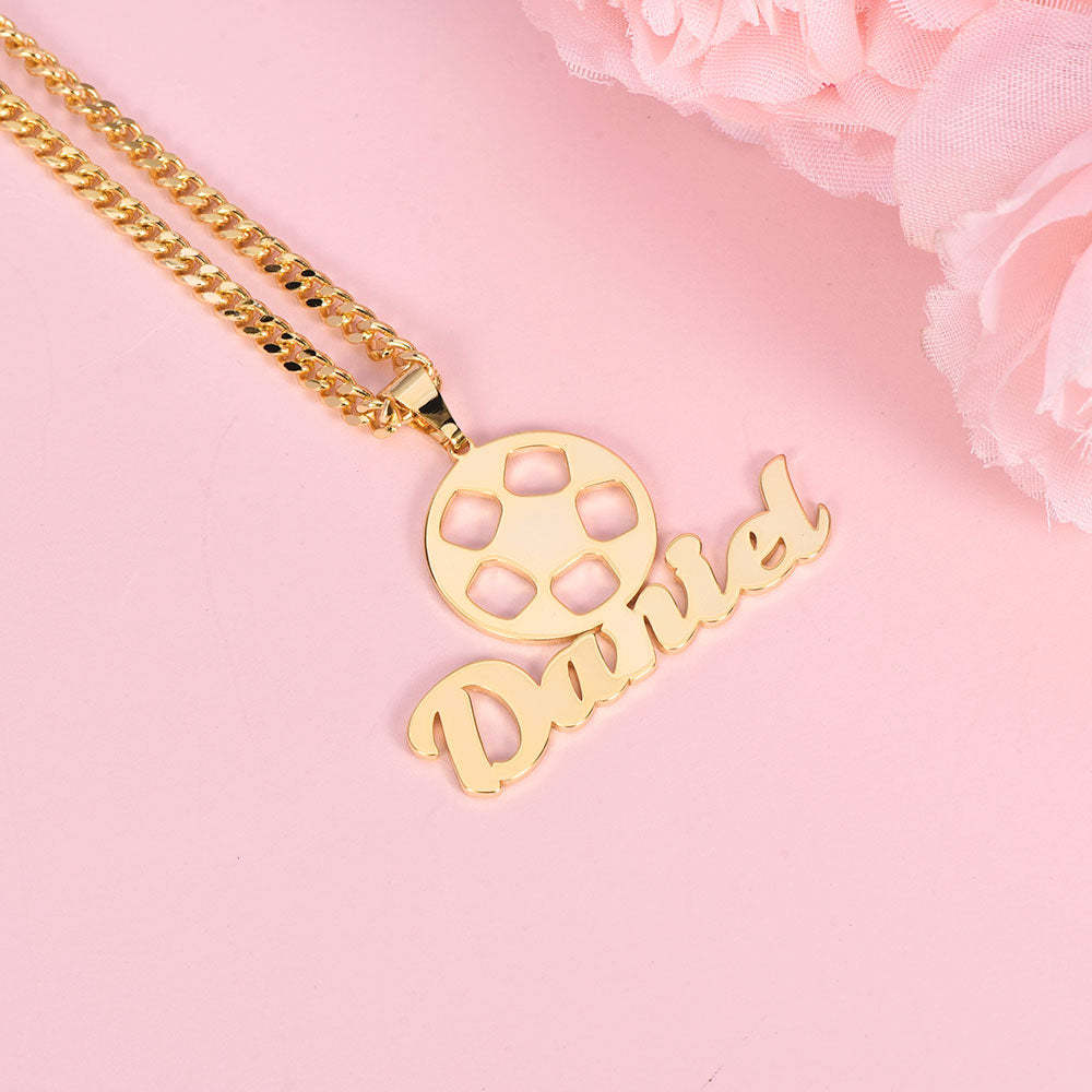 Personalized Sports Football Name Necklace for Men Kids-silviax