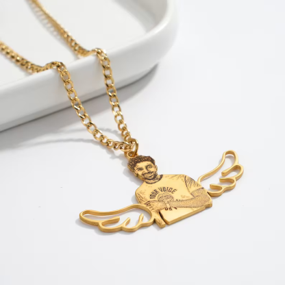 Angle Wings Photo Pendant Personalized Custom Gold Plated Necklace Gift For Love-silviax