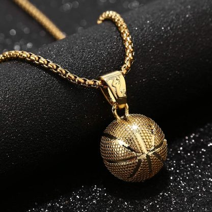 Basketball Pendant Sports Hip Hop Gold Plated  Necklace-silviax