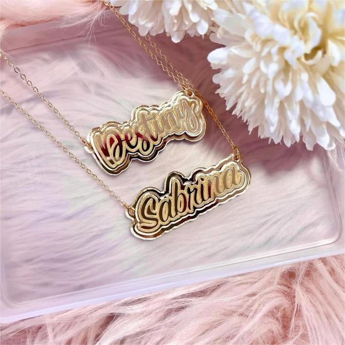 Acrylic Color Nameplate Personalized Custom Cute Name Necklace
