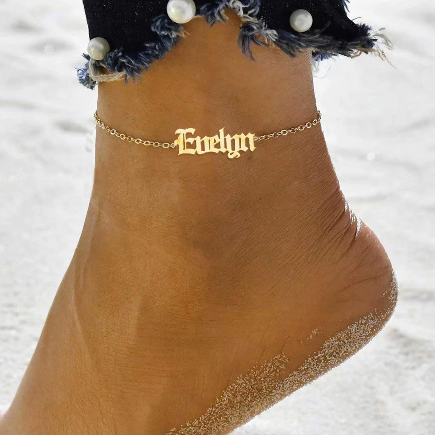 Customized Name Anklet Gold Plated-silviax