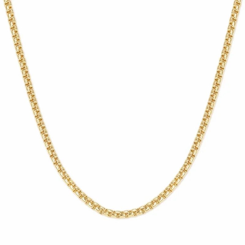 3mm/5mm Round Box Chain Gold Plated Necklace-silviax