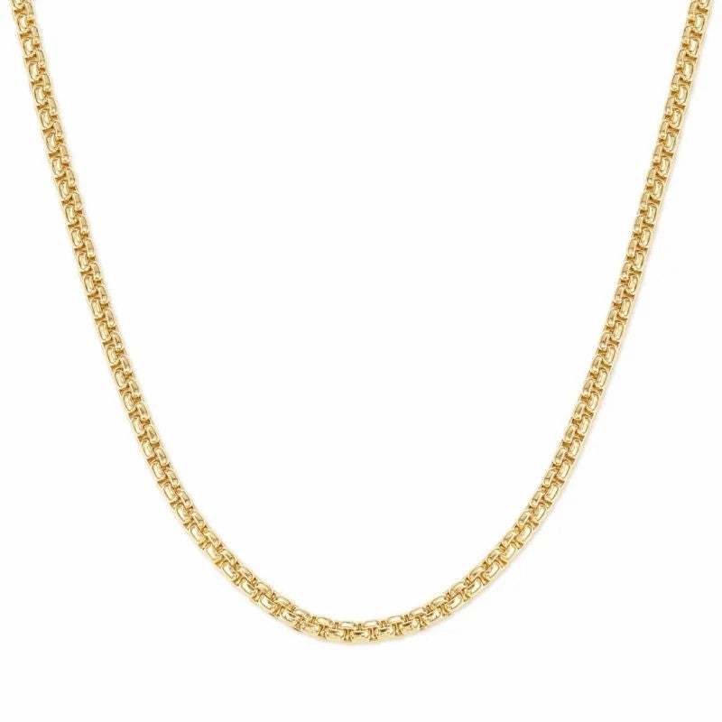 3mm/5mm Round Box Chain Gold Plated Necklace-silviax