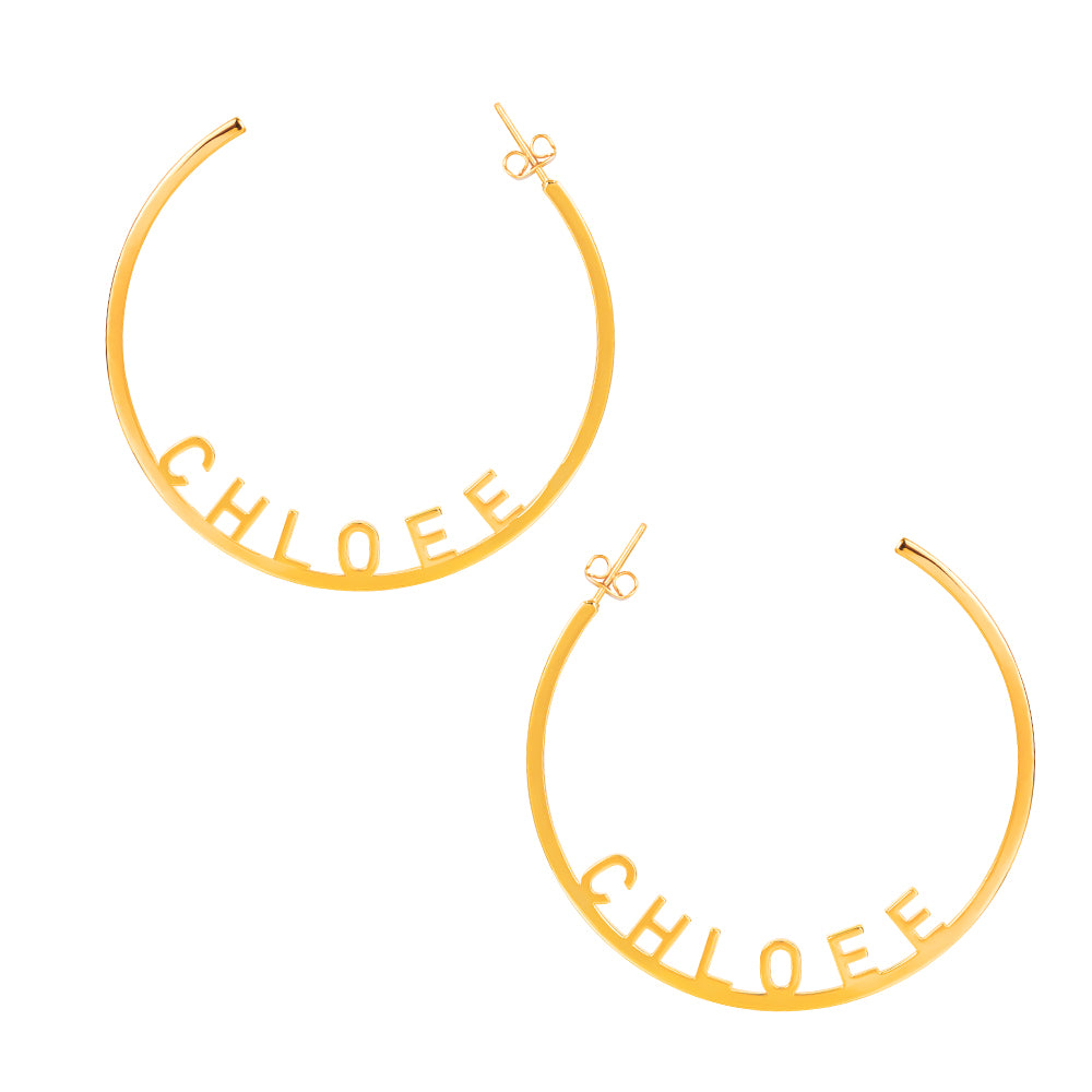 Space Letter Personalized Name Hoop Earrings-silviax