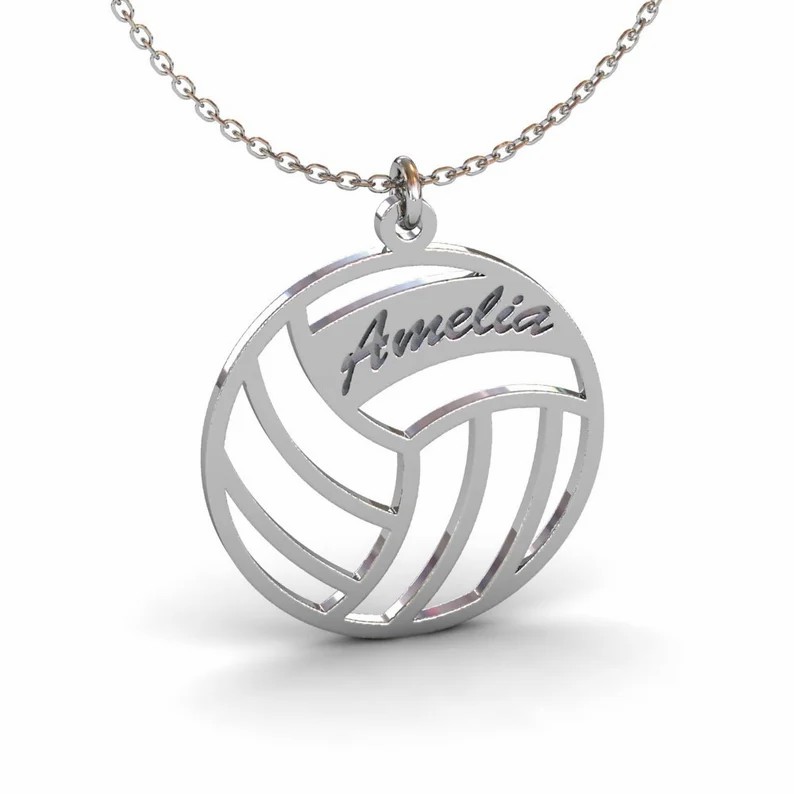 Personalized Sports Hollow Volleyball Name Pendant Custom Personalized Name Necklace-silviax