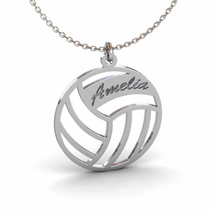 Personalized Sports Hollow Volleyball Name Pendant Custom Personalized Name Necklace-silviax