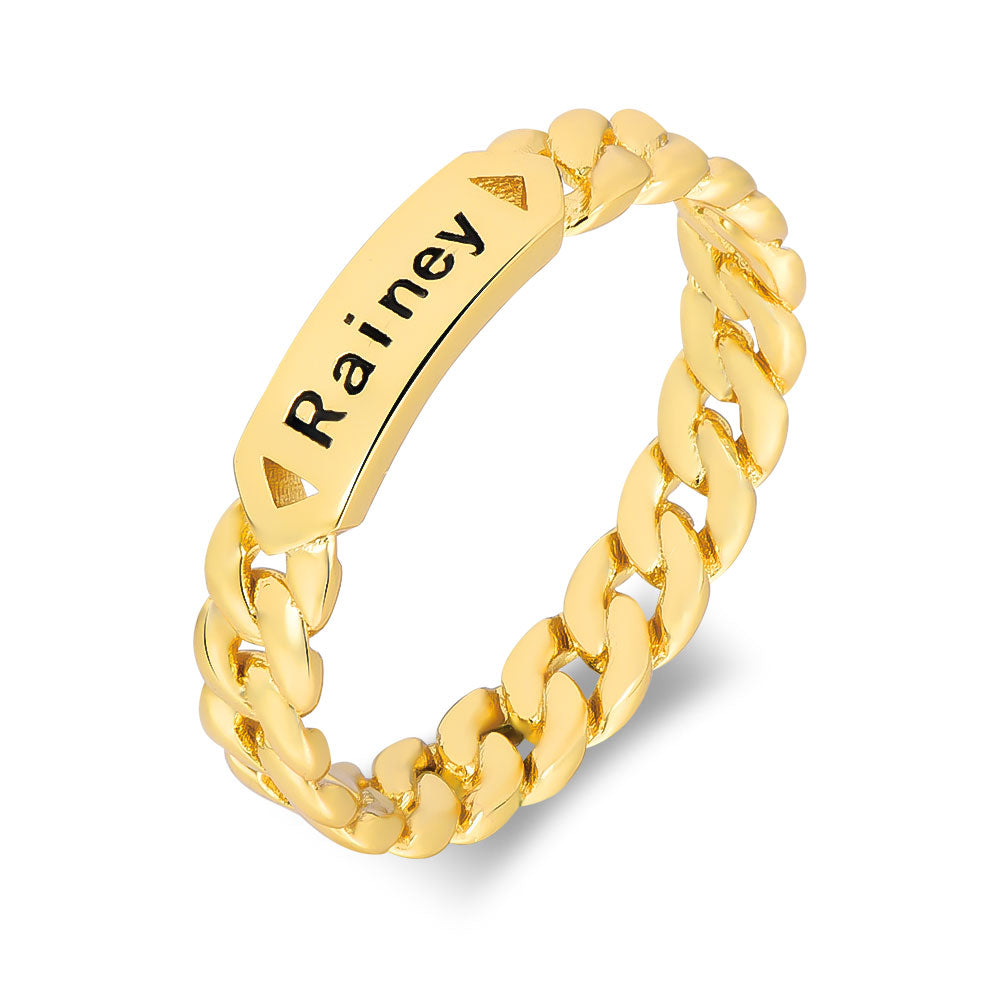 Gold Plated Personalized Custom Name Ring Cuban Ring-silviax