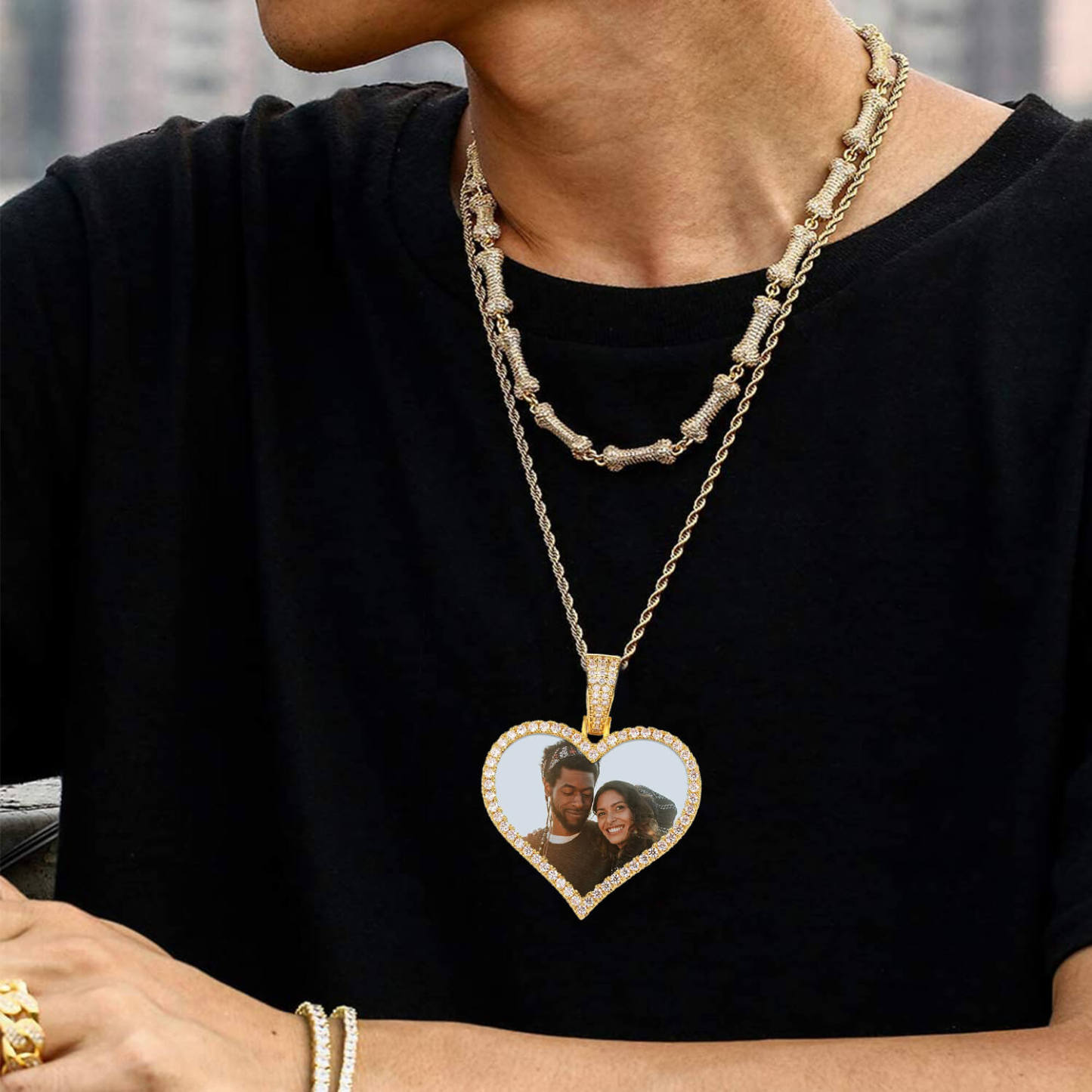 Heart Pendant Photo Necklace Gold Plated-silviax