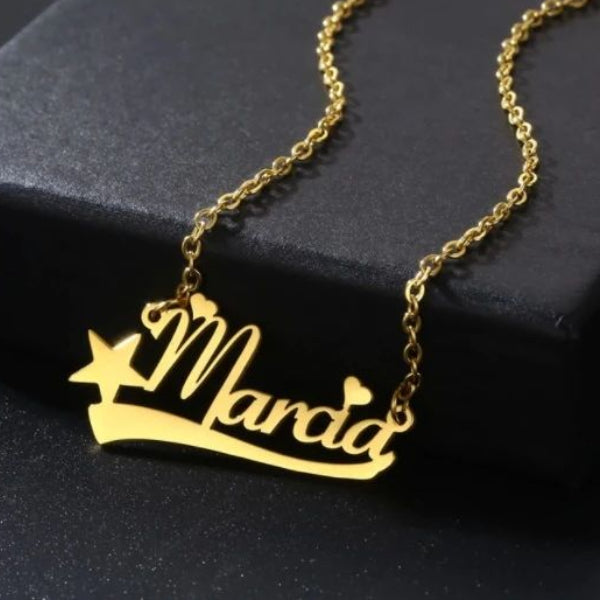 Personalized Gold Plated Name Necklace with Star-silviax